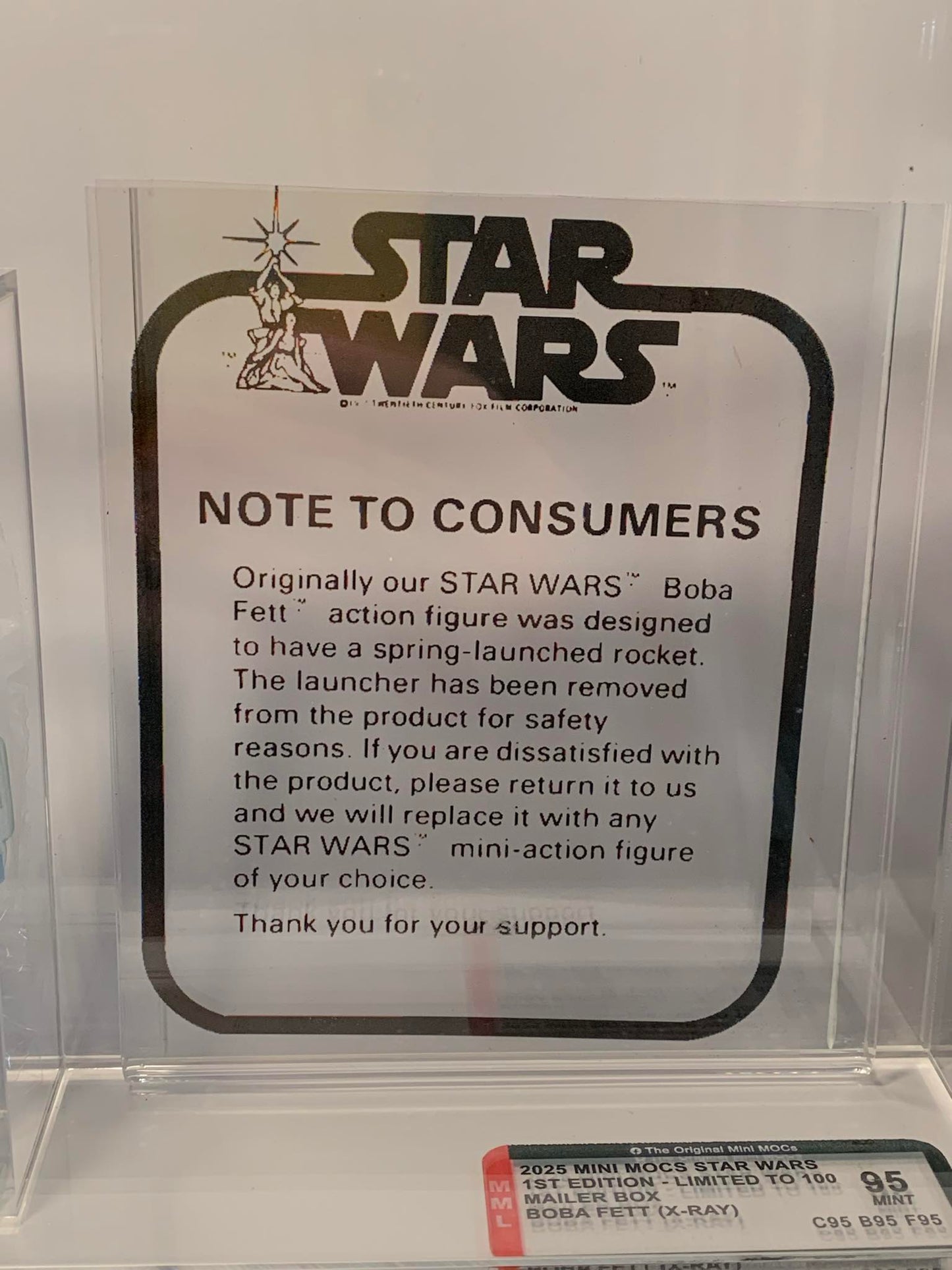 BOBA FETT X-Ray Mailer 3.75" 100 FIRST EDITION